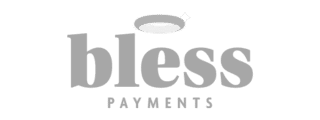 Bless Payments logo: "bless" in bold black text, with a small gray halo above.