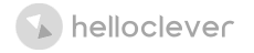 helloclever logo featuring a gray circle with a geometric design and the text "helloclever